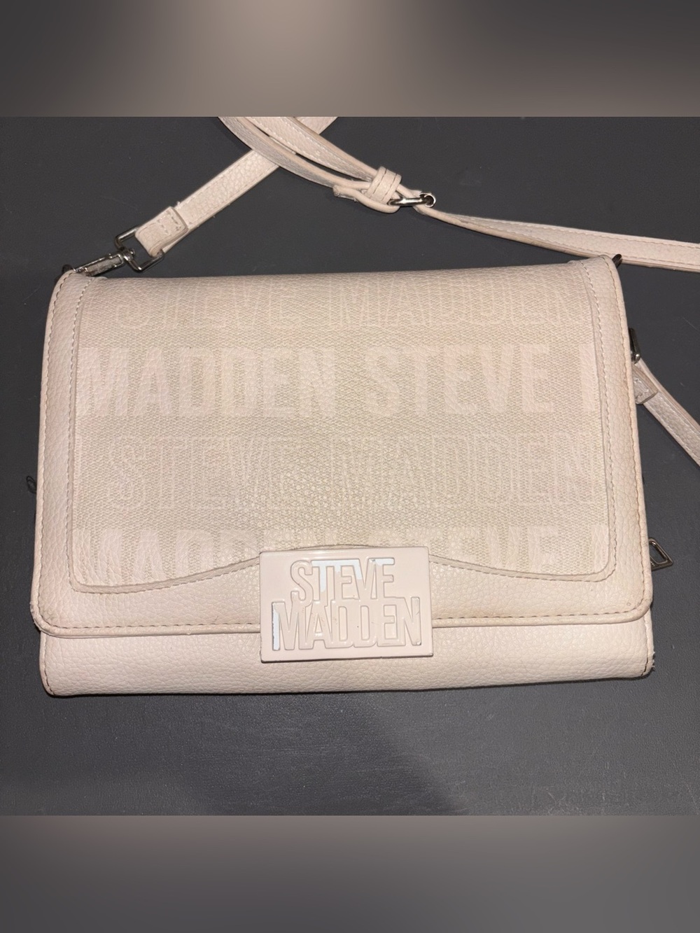 Steve Madden Light Cream Logo Crossbody Bag